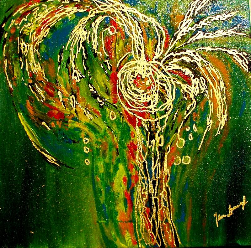 "Feuerwerk" Acryl+Blattgold 40x40cm