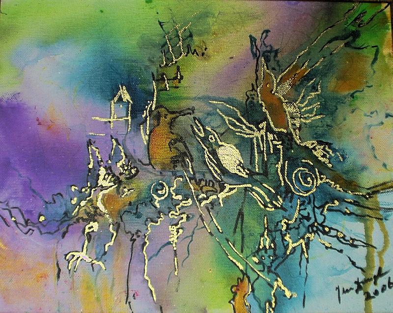 "Animalisches" Acryl + Blattgold 26x30cm