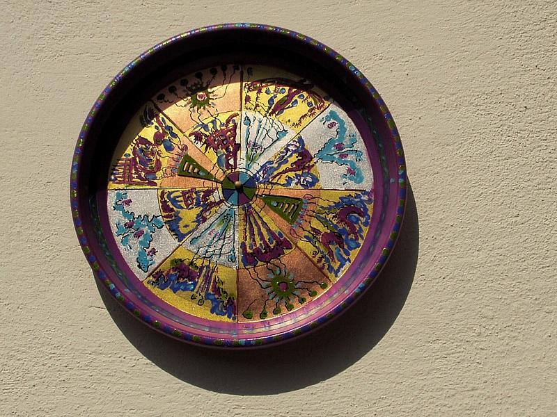SYMBOLSCHEIBE 40cm Acryl auf Gold,Silber, Kupfer