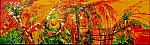 "Feuerpalmen" Acryl+Blattgold 30x100cm