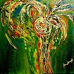 "Feuerwerk" Acryl+Blattgold 40x40cm